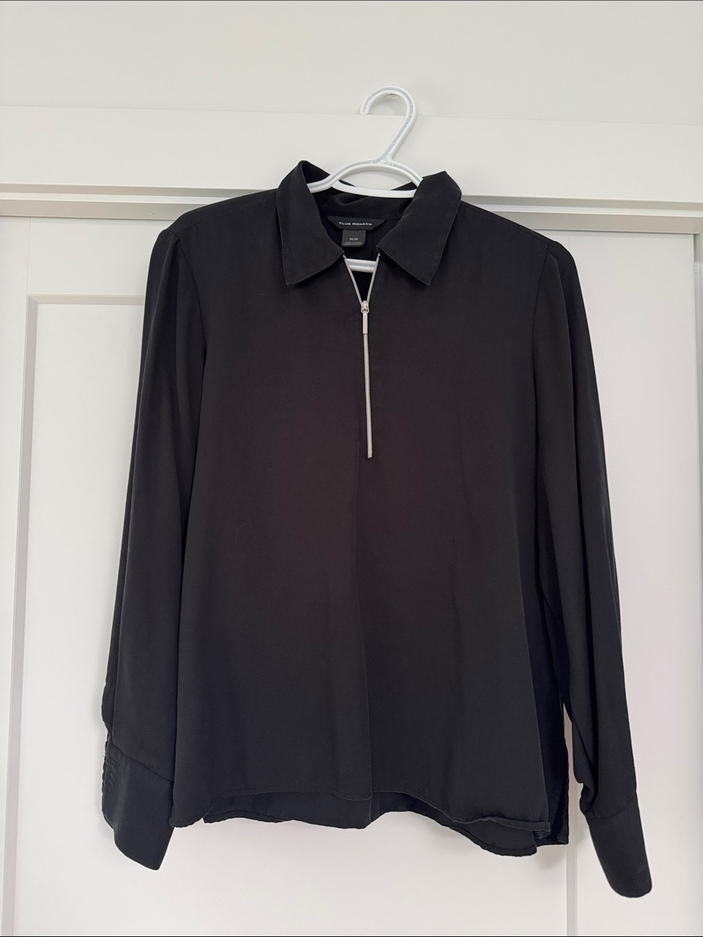 Club Monaco Black Zip-Front Long Sleeve Shirt